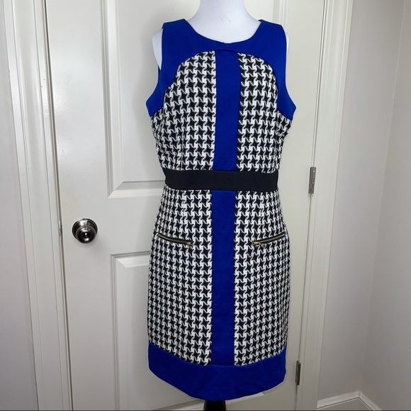Beige by ECI Houndstooth Sleeveless Sheath Dress 10 - Picture 3 of 17